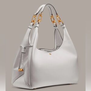 NEW DONNA KARAN NEW YORK PREMIUM LEATHER DESIREE HOBO BAG WHITE AUTHENTIC NWT!